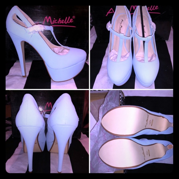 Anne Michelle Shoes - {Anne Michelle} 🍭Blue T-Strap Platform Heels